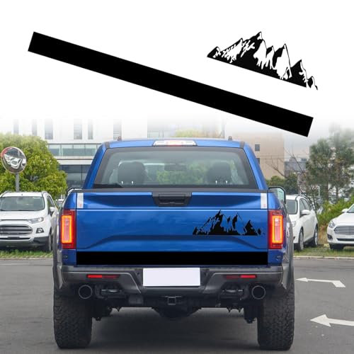 Image of RUIANTE Truck Tailgate Wraps Stickers Decals Pickup Tailgates Car Rear Gate Decals Mountain Pattern Graphics Vinyl Stickers Car Decals Long Stipe for Car Pickups Trucks Trunk (2PC Black)