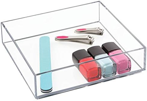 iDesign Desk Drawer Organiser for Makeup and Kitchen Utensils, Large Storage Tray Dividers made of Durable Plastic, Clear