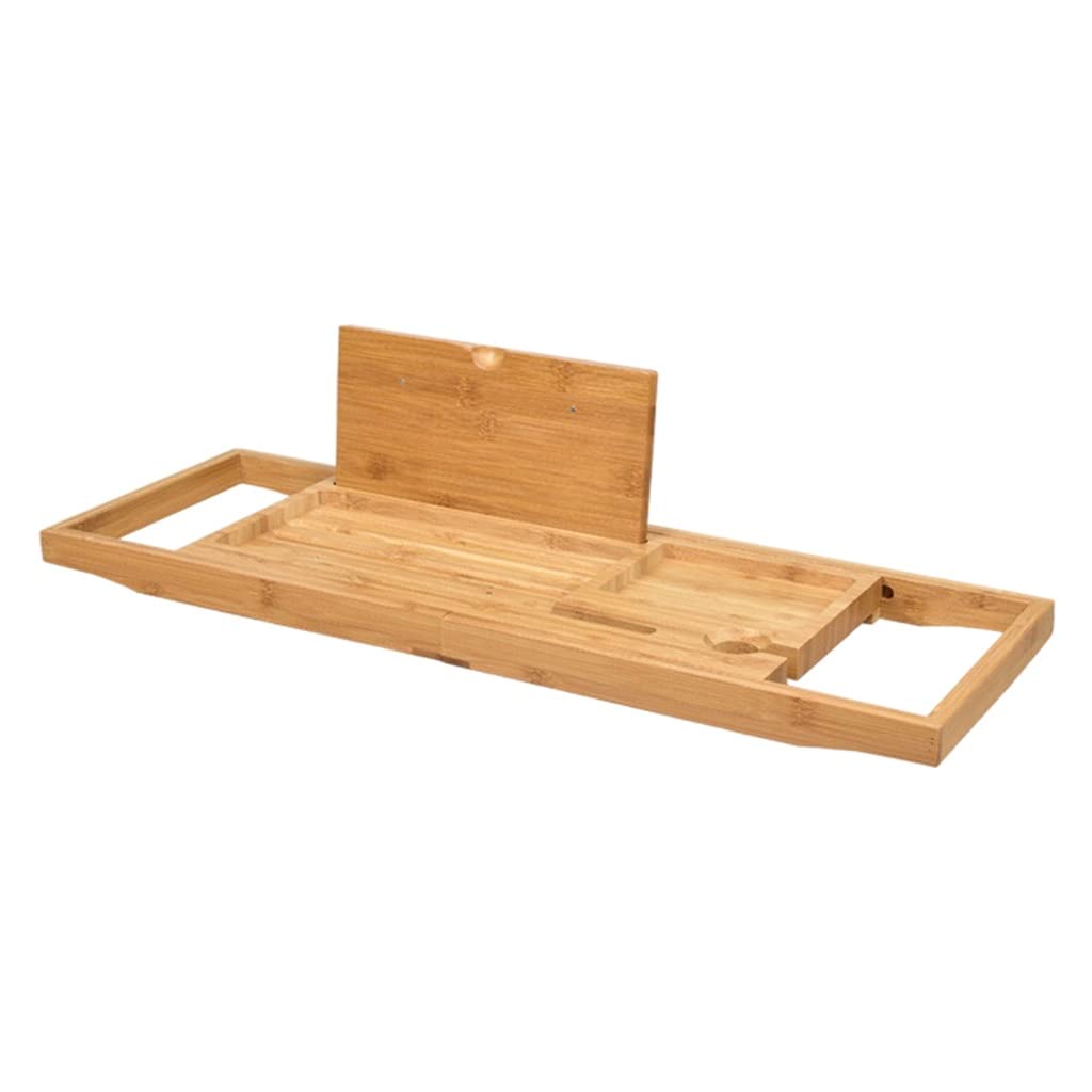 MYUYEE Wooden Bath Caddy Tray Extendable Bathtub Bridge Board Shelf Wint Book/Tablet Stand Wine Candle Holder