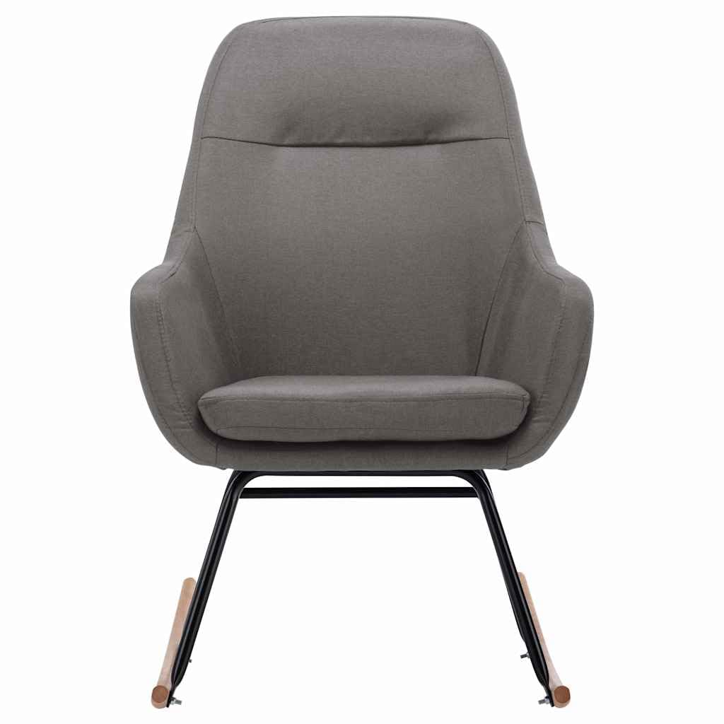 Mecedora de tela gris claro con patas de madera de haya y marco de metal pulverizado, 61 x 80,5 x 89 cm, acolchada para salón, dormitorio, habitación de bebé