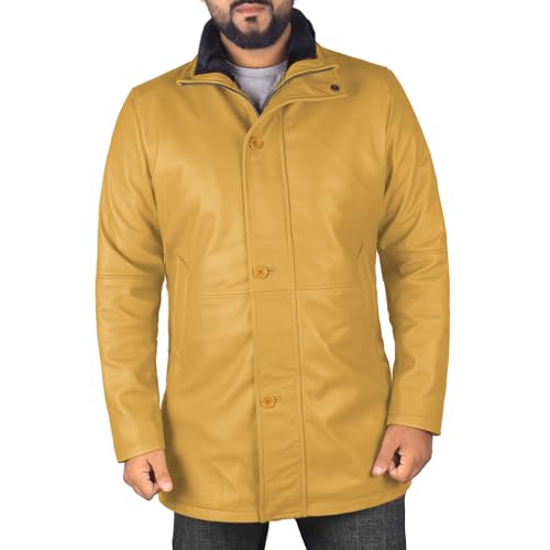 Laverapelle Men's Sheriff Walt (Robert Taylor) Lambskin Leather Coat (Yellow, Small, Polyester Lining) - 1502774