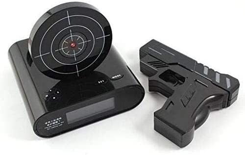 ガンアラーム クロック 面白グッズ 遊び心満載! 時計 置時計 射撃好きの方に ピストル 型 目覚まし 時計 お子様たちに プレゼント (ブラック), 2z91b-69