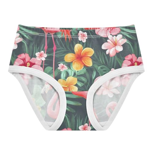 Wusikd Cute Pink Flamingos Girls' Underwear Cotton Exotic Flowers Girls Briefs Soft Toddler Underwear 2T