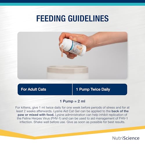 Nutriscience LysineAid Gel für Katzen, 50 ml, Futterzusatz zur Linderung bei Infektion mit FHV-1 Virus