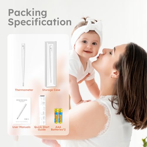 Image of Digital Thermometer for Adults and Kids, Fast Reading Digital Thermometer with LED Display, Medical Grade Rechargeable Oral Thermometer for Adults with Portable Charging Case and Fever Alarm
