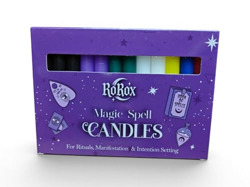 Velas mágicas Ro Rox, velas rituales sin aroma para meditación, manifestación, limpieza, altar, brujería y prácticas paganas, 10 cm, caja de 12, multicolor