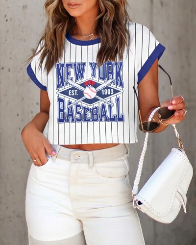 Image of Baseball Shirts Women Baseball Mom Tshirt Funny Ballgame Graphic Tee Game Day Fan Gift Casual Short Sleeve Crop Tops