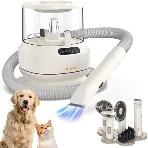 Premium Pet Grooming Kit & Vacuum Suction 99% Pet Hair, 2.5L Dust Cup, Low Noise, 5 Pet Grooming Tools for Shedding, Vacuum Groomer for Dogs & Cats