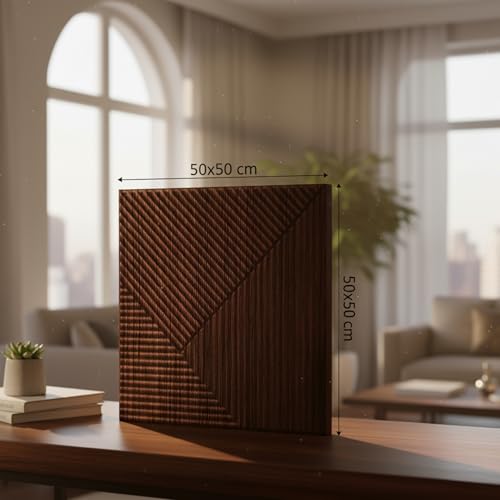 Image of Kayra Decor 3D PVC Wall Panel - Fluted Design, Walnut Wood Color 19.7 inch x 19.7 inch (Pack of 18) - Covers 48.51 Sq. Ft.