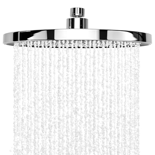 QWORK® Pomme de Douche Ø 23 cm, Pomme Douche Chromée Haute Pression 360°, Tête de Douche Ronde
