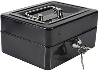 Household Safe Security Box Mini Portable Steel Lockable Cash Money Box (Color : Black)