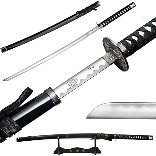 Japanese Katana Samurai Sword - 39 inch Length Katana - 27.16" Carbon Steel Blade Katanas - Zoro Swords - Souvenir - Fake Black Ninja Katana - Best Gift for Men Women Stocking Stuffers 4123