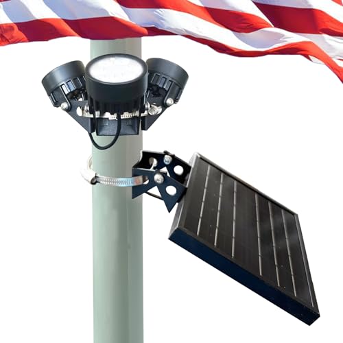 Solar Flag Pole Light Solar Powered M120X for 2-3' 15-25ft Pole Light Up American Flag 5200mAh Outdoor Waterproof Auto Work Dusk to Dawn Cool White Spot Lights for Outside Garden Yard Patio