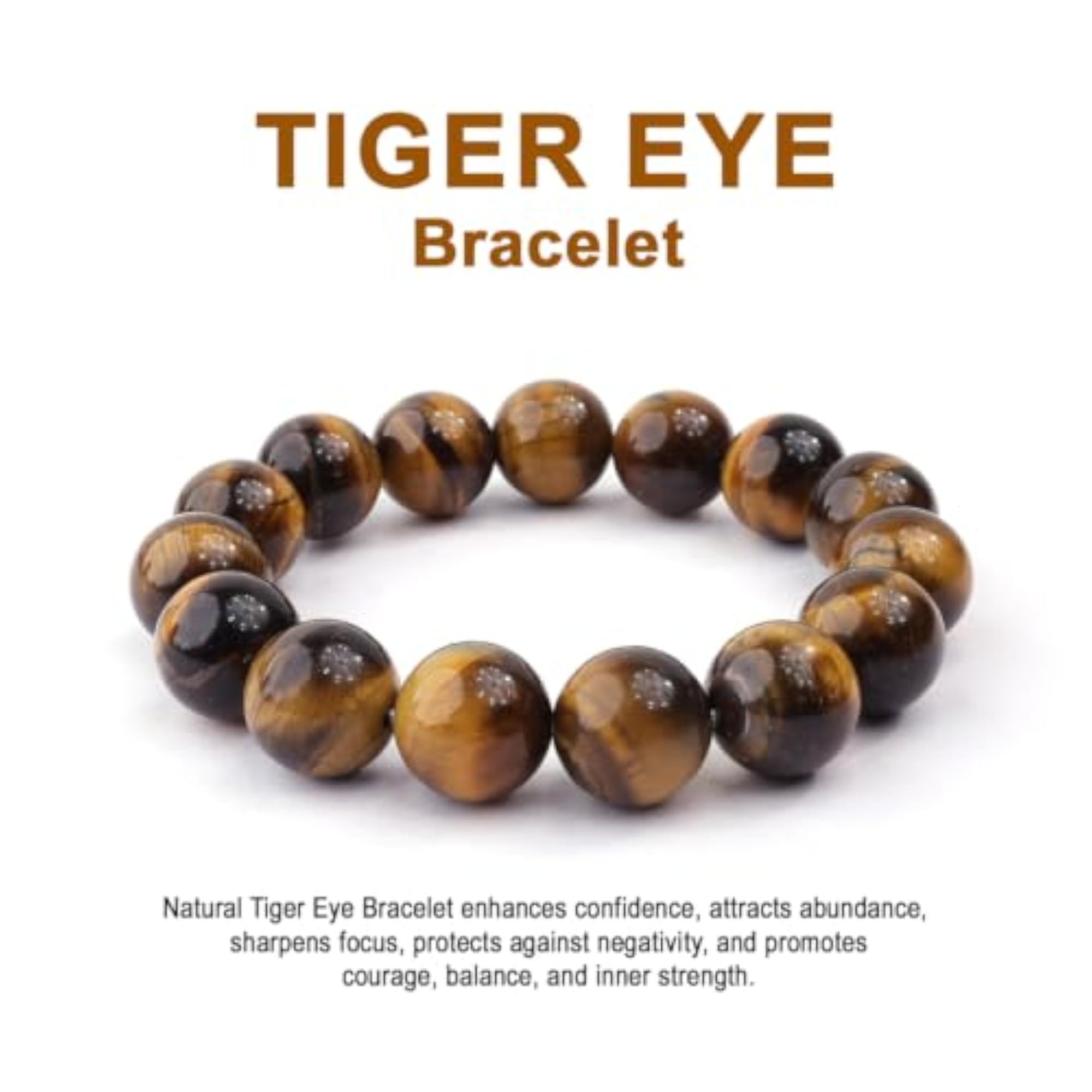 Tiger Eye Bead Bracelet for Men and Women, Adjustable Gemstone