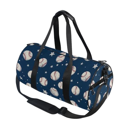 Wfrish Athletic Bag Sports Duffel Gym Tote Bags for Men and Women Baseballs Stars All Purpose Lightweight Carry On Bag Weekender Travel Bags