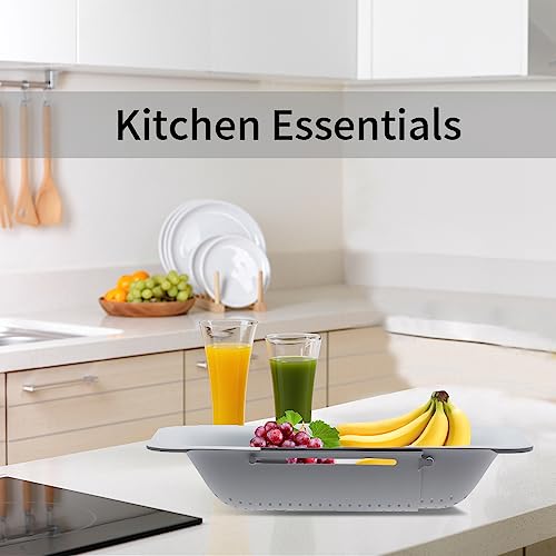 Over The Sink Colander, Sink Strainer Basket Extendable Over The Sink Colander Adjustable Kitchen Sink Strainer For Kitchen (Grey) #TOP6