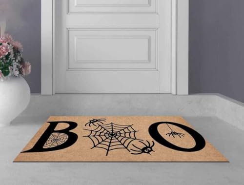 ���փ}�b�g �n���E�B���u�[�C���O�X�p�C�_�[�E�F�u���� 50×80cm doormat Halloween Boo Spiderweb Equality