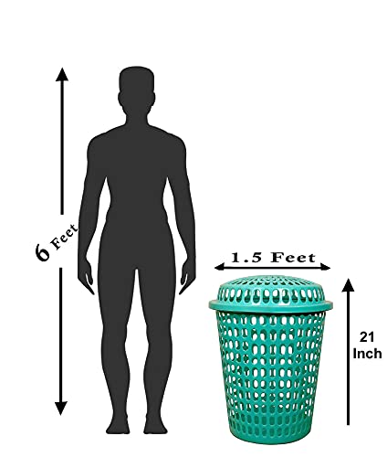 Image of 2 Royal Laundry Basket with Lid, Cap - Durable (Unbreakable) 50L (Royal Green, Royal Green)