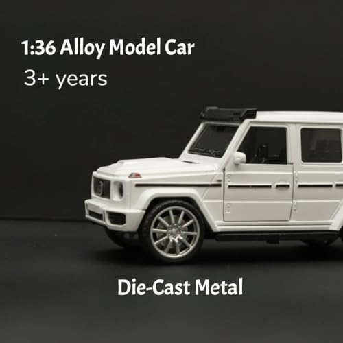 Image of SHAKTISM Die-Cast Metal Car Toy -1:36 Scale, Opening Doors, Pull Back Function, Collectible Toy, Racing Car for Kids Birthday Gift for Boys Girls (White G-Wagon Diecast)
