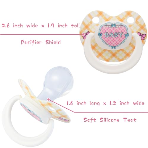 Image of Cute Adult Dummy: Big Shield Paci for Anxiety - Pretty Soft Silicone Nipple for Sleep - Butterfly Bows Large Binky for Autism with Case