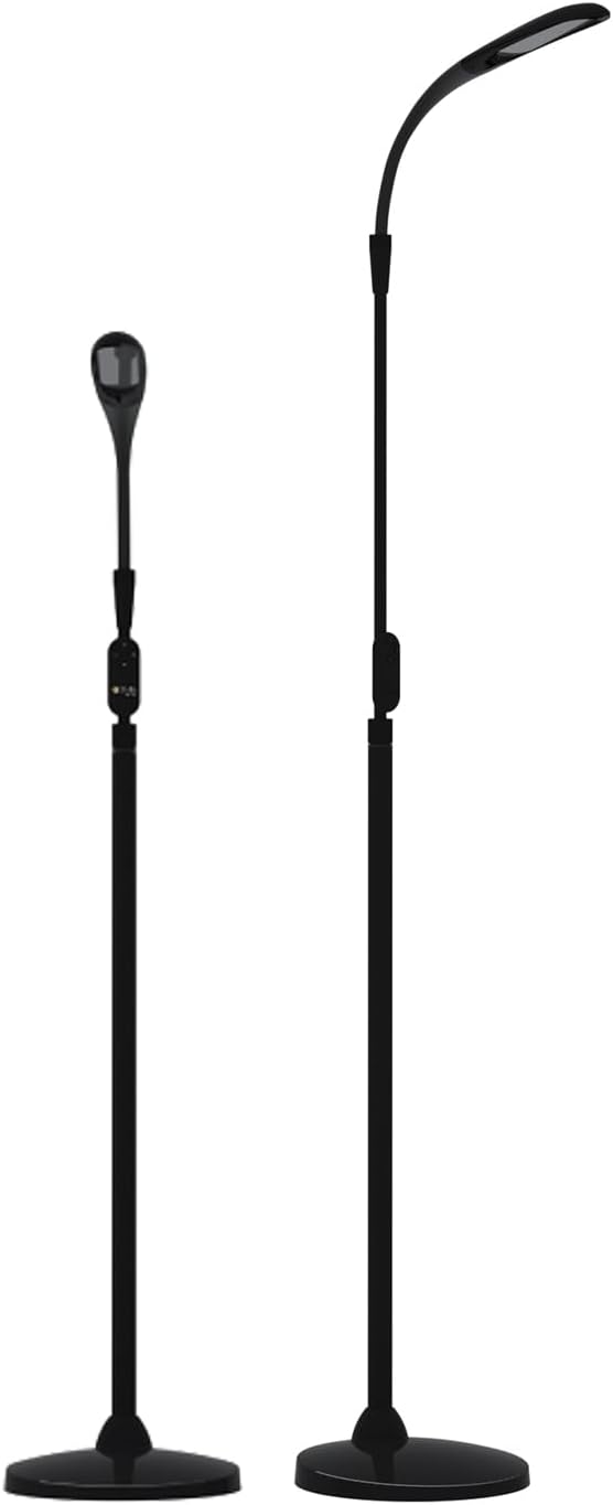 Stella Sky Two Premium 10W LED Task Light Floor Lamp - Black - Adjustable Dimmable Low Vision Natural Sunlight - Bright Macular Degeneration Lighting - Hobby, Crafting, Sewing, Artist, Reading, Office