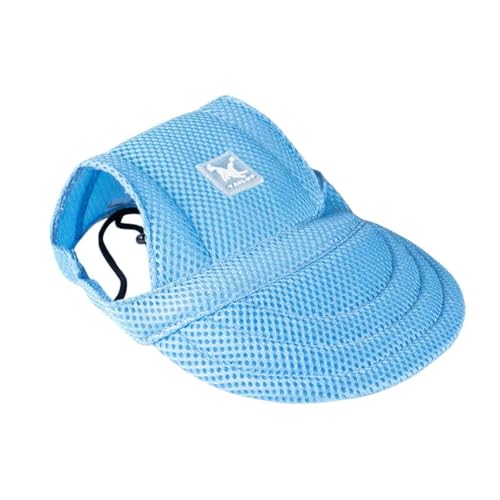 leconpet Mesh Baseball Pet Caps with Ear Holes Adjustable Comfortable Dog Hats for Small Medium and Large Dogs Cat Cap (Medium, Blue)
