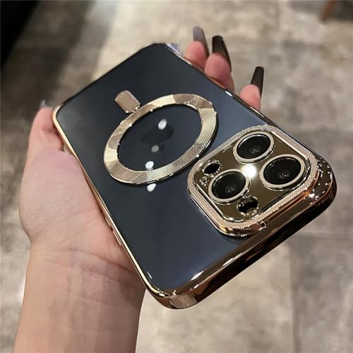 Étui magnétique doré pour iPhone 14 anti-rayure avec pare-chocs de protection