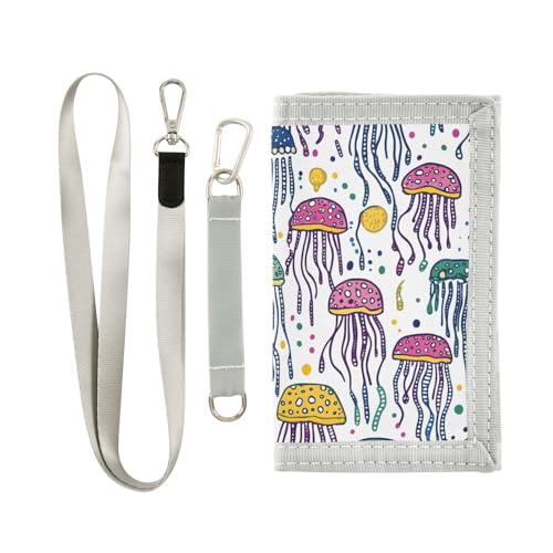 FOLIOSA Anime Jellyfishes Kids Wallet for Boys Girls Youth, Compact Fabric 4.9×2.9 in