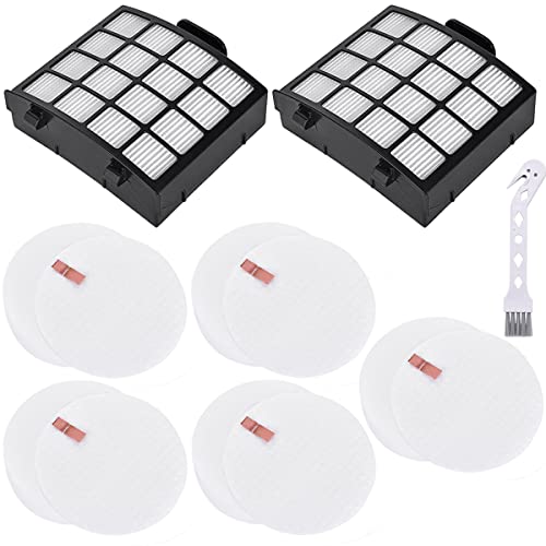 QAQGEAR Filter Set für Shark Vertex DuoClean PowerFin Bürststaubsauger AZ2000 AZ2000W, AZ2002, 2 Nachmotorfilter, 5 Schaumstofffilter, 5 Filzfilter, 1 Reinigungsbürste Cover