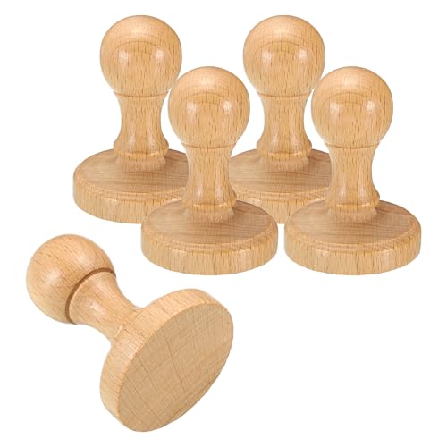 PATIKIL 45mm Stempel Holz Runder Griff, 5er Pack Holzknöpfe Stempelhalter Schubladengriffe für Stempelherstellung DIY Basteln Scrapbooking, Braun