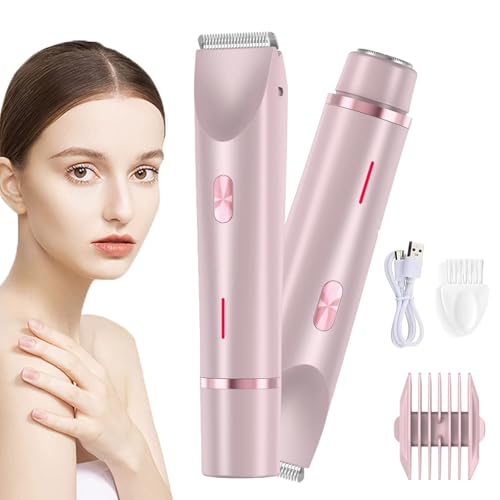 Silky Splash Rasierer, 2-in-1 Dual Head Shaver Women, Elektrischer Rasierer Damen Intimbereich, Ipx7 Waterproof, Wet & Dry Use, Glow Shave for Underarm, Leg, Arm, Body, Face (Pink)