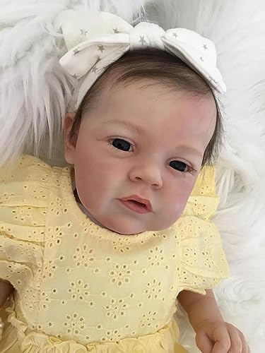 iCradle Realistic Newborn Baby Dolls Soft Silicone Vinyl Real Life Reborn Baby Doll Girl Mary Ann Handmade Reborn Baby Doll Xmas Birthday Gift Toy Set for Kids Age 3+