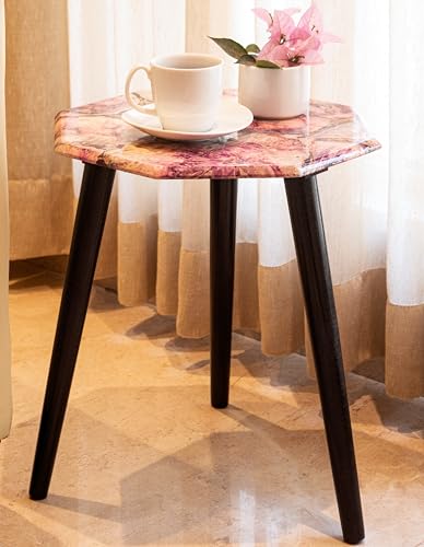 Image of UHUD CRAFTS Marble Design Table | Wooden Side Table for Bedroom & Living Room | Coffee Table & End Table for Your Office & Living Room Decor