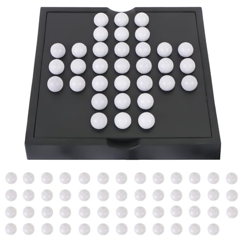 LALASTYLE Solitaire Game Classic One Player Board Game Marble-Balancing & Strategy Game Black