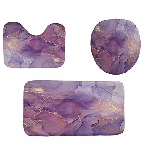 Guassi 4 Pcs Purple Marble Shower Curtain Set With Rug Bathroom Curtains Shower Set Toilet Mat Lid Rug Bathroom Sets Shower Curtain Sets With 12 Hooks, 72"X72" #TOP4