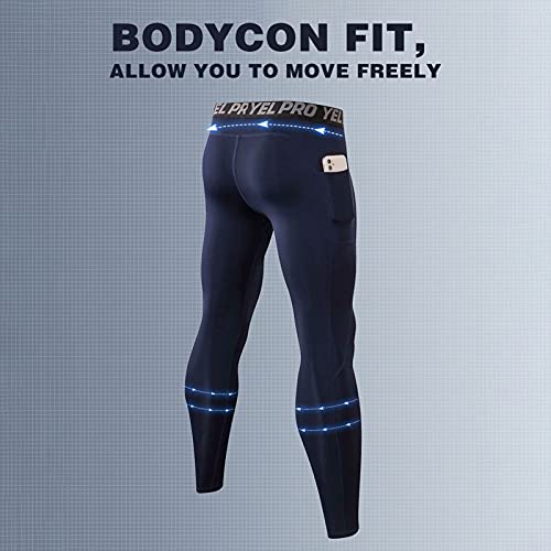 Baugger Calças esportivas masculinas de lã quente bodycon elástico absorvente de umidade com bolso e