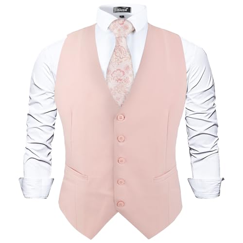 Image of Alizeal Mens Classic Solid Suit Vest Regular Fit Tuxedo Waistcoat | Classic for Wedding Business Daily Wear Wedding