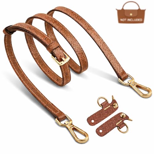 Correas de repuesto para bolso, bolso cruzado de cuero, correa ajustable para mini bolsa de mano Longcamp para mujer (marrón y dorado)