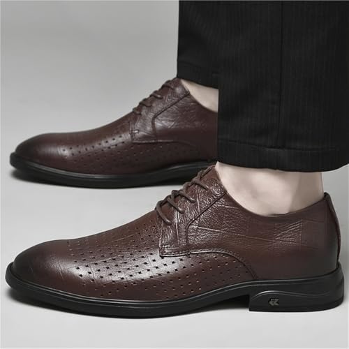 Men's Fashion Business Oxford Lace Up Shoes Faux Patent Leather Dress Footwear Breathable Shoes2