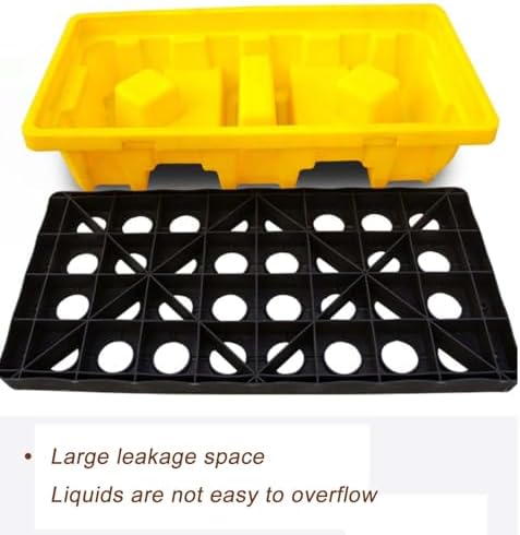 Leakproof Plastic Chemical Storage Pallet - Modular Stackable Design with Drain for Easy Leak Control, Perfect for Industrial Use and Hazardous Material Storage