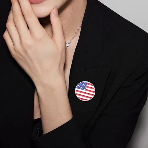 Image of Rhinestone Brooch Pins for Women, Vintage Crystal Enamel Brooches, American Flag Pin Patriotic Lapel Pins Gift for Suit Clothes Bag Accessories