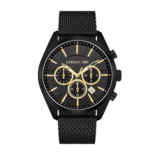 Cerruti 1881 Chronograph Grottamare, Black & Gold, One Size, Bracelet