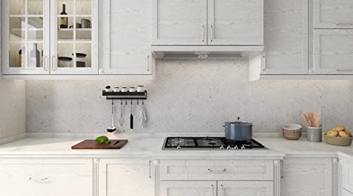 Adolif Carrara White Marble Mosaic Tile, 100% Natural Marble, Honed, Carrara White Marble Mosaic For Kitchen Bathroom Wall Floor Backsplash Shower, 5 Sheets, 1×2 Inch Herringbone #TOP1