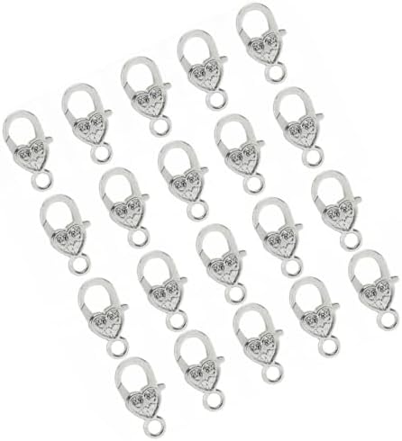 20pcs Heart Style Lobster Clasp Zinc Alloy Silver for Beading image 2