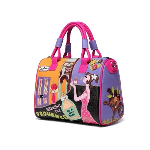 Bolso bandolera con bordado para mujer en cuero miniatura 7