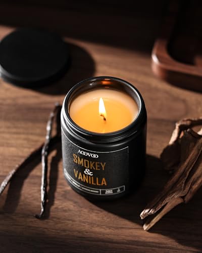Image of AOOVOO Scented Candles for Men - 4 Pack Candles for Home Scented, 28oz Soy Wax, 200 Hour Burn Time, Men Candle Set, Leather /Smoke & Vanilla /Whiskey Caramel /Lavender Candle Set