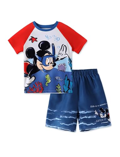 Image of Disney Marvel Spiderman Cars Boy Swimsuit Rash Guard Shirts & Swim Trunk Boys Swim Set Mickey Summer Bathing Suit 2-13 Years