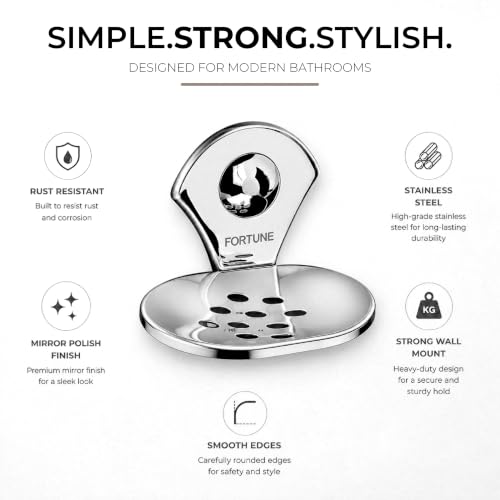 Image of FORTUNE Stainless Steel Bathroom Soap Stand | Soap Holder | Soap Dish, Soap Case | Bathroom Accessories for Homes, Hotels - (Chrome Finish) (Pack of 1)