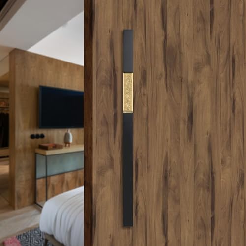 Image of Imperio 24 Inch Main Door Handle | Black and PVD Gold Finish | Stainless Steel Heavy Duty Entrance Handle for Home & Office Doors