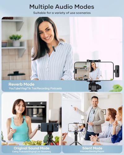 Image of KUKIHO Wireless Lavalier Microphone for iPhone iPad Android, 2 Pack Noise Reduction Lapel Mic Plug and Play for Video Recording Interview Podcast YouTube (Black)